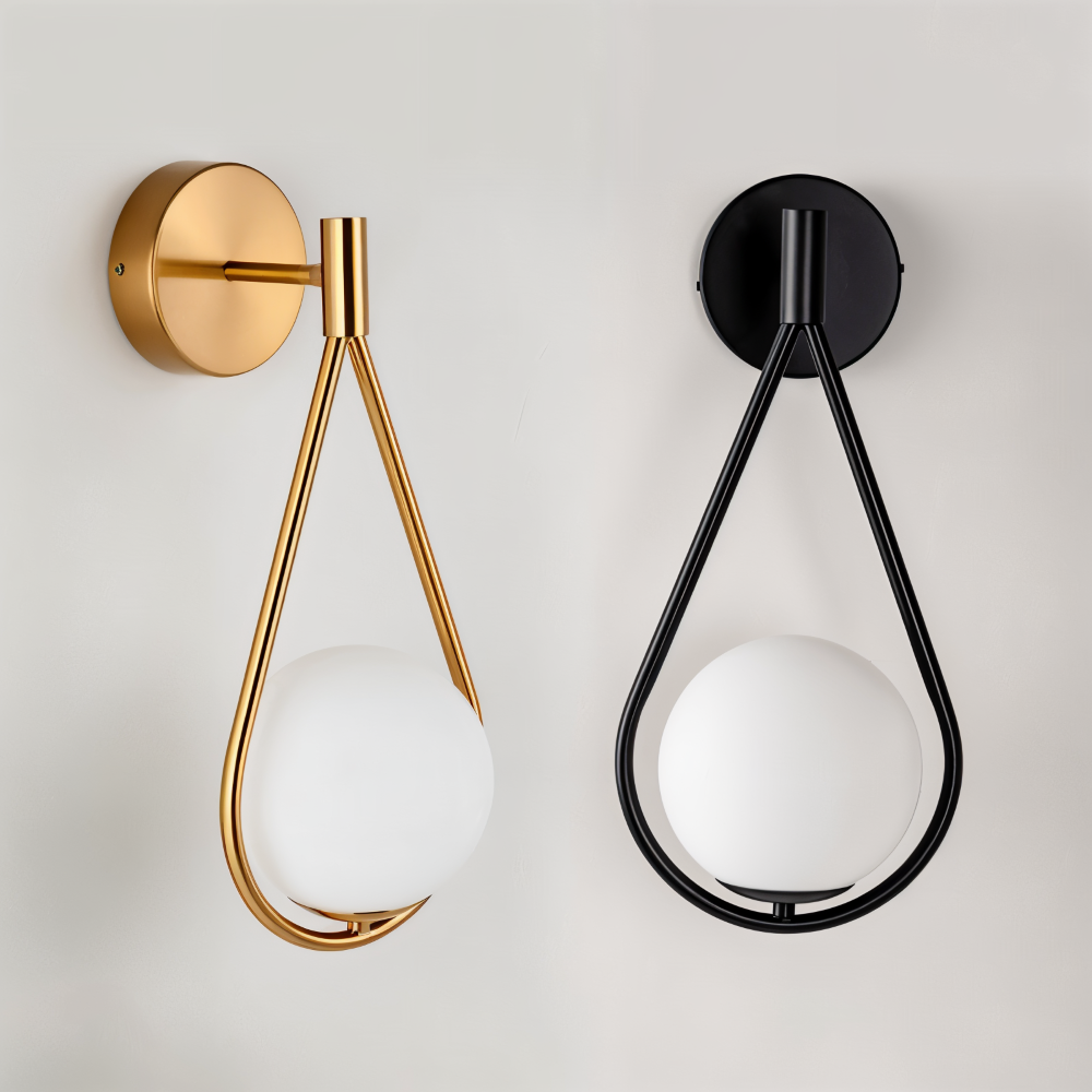 Frendorf | ArtLoop Wandleuchte - Teardrop Frosted Glass Wandlampe - Sphere Wandlampe Design - Artistic Wandleuchten LED