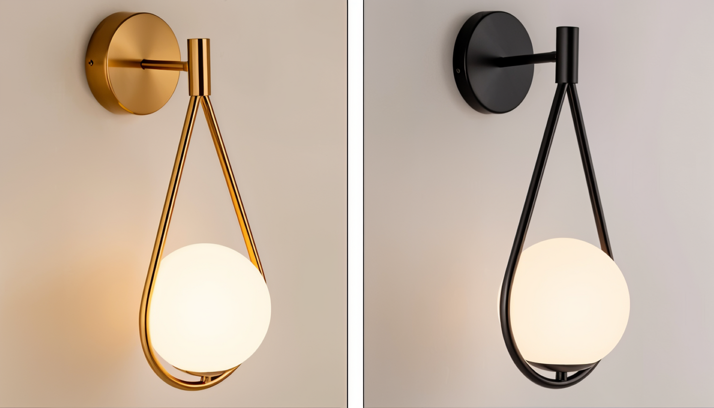 Frendorf | ArtLoop Wandleuchte - Teardrop Frosted Glass Wandlampe - Sphere Wandlampe Design - Artistic Wandleuchten LED