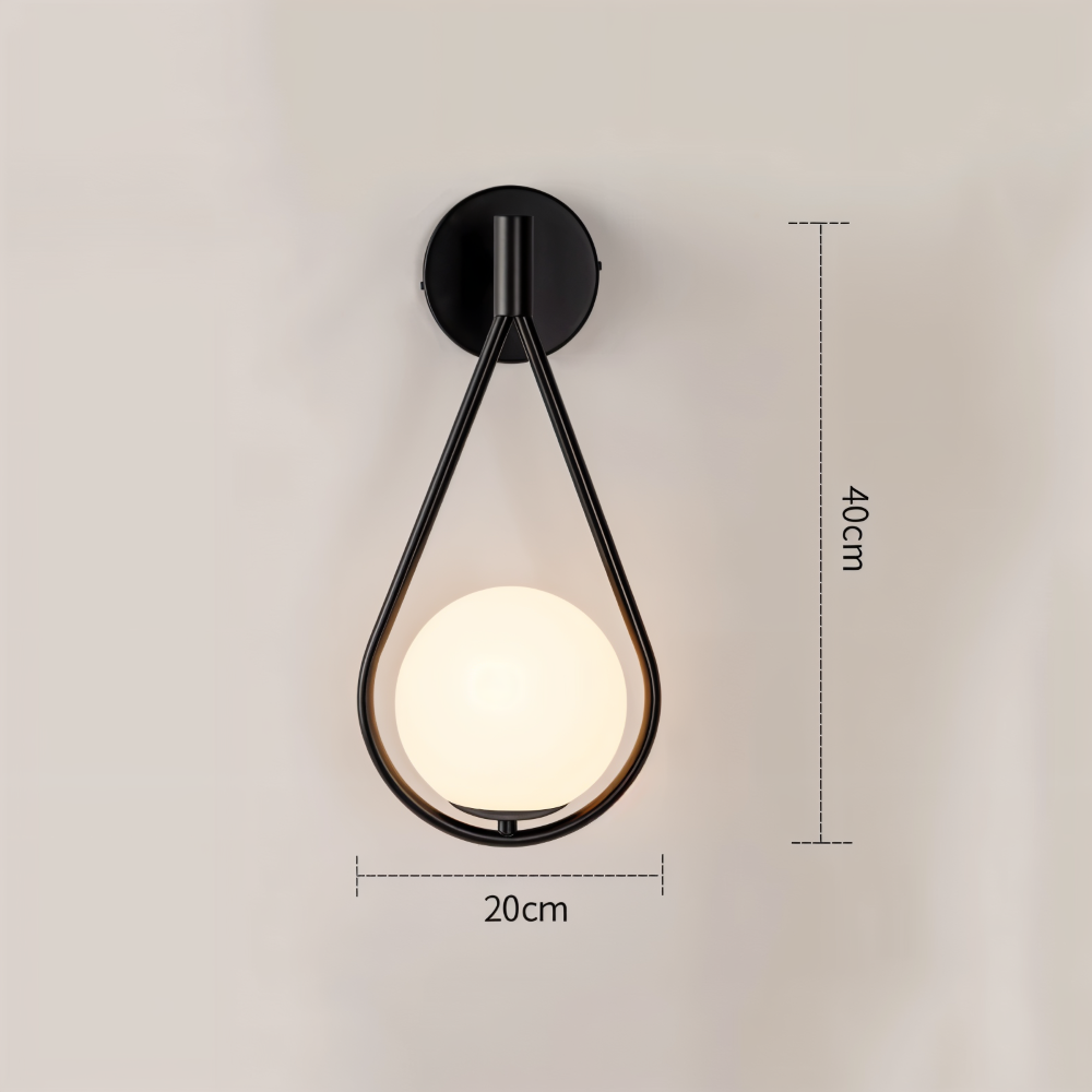 Frendorf | ArtLoop Wandleuchte - Teardrop Frosted Glass Wandlampe - Sphere Wandlampe Design - Artistic Wandleuchten LED
