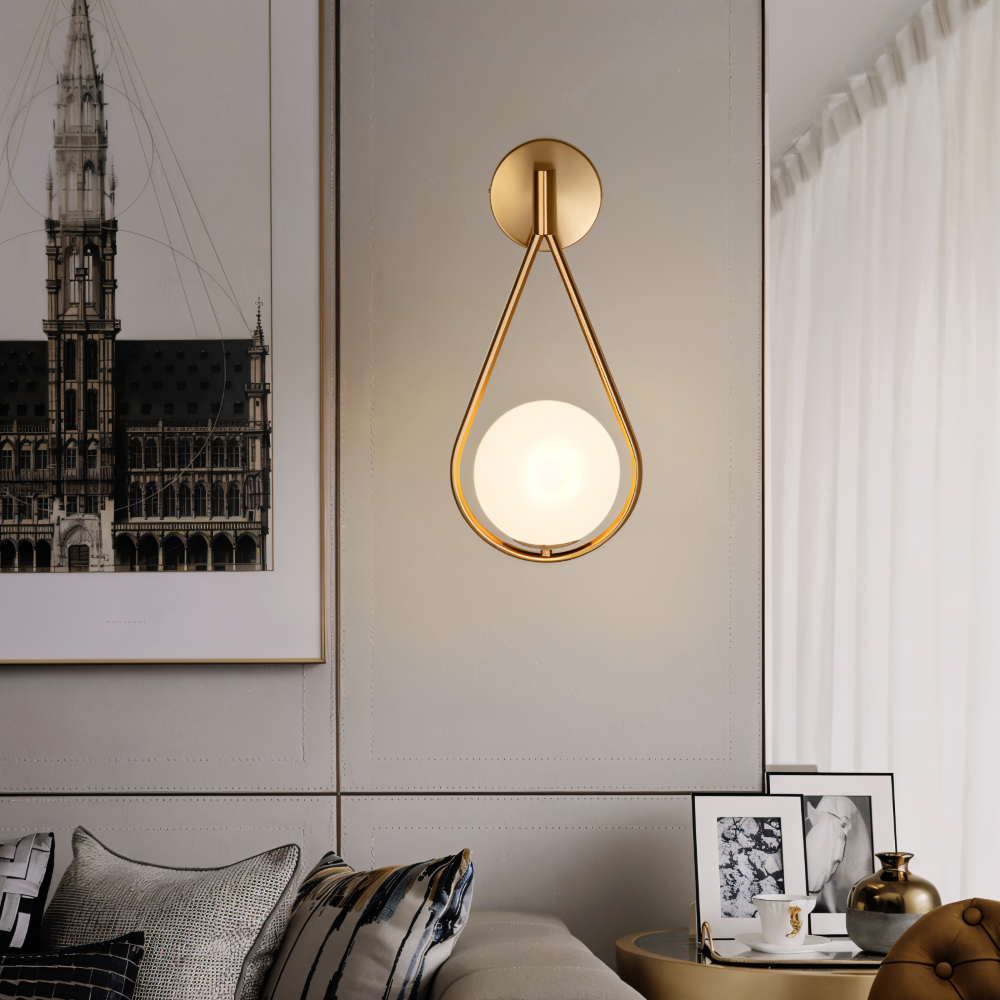 Frendorf | ArtLoop Wandleuchte - Teardrop Frosted Glass Wandlampe - Sphere Wandlampe Design - Artistic Wandleuchten LED