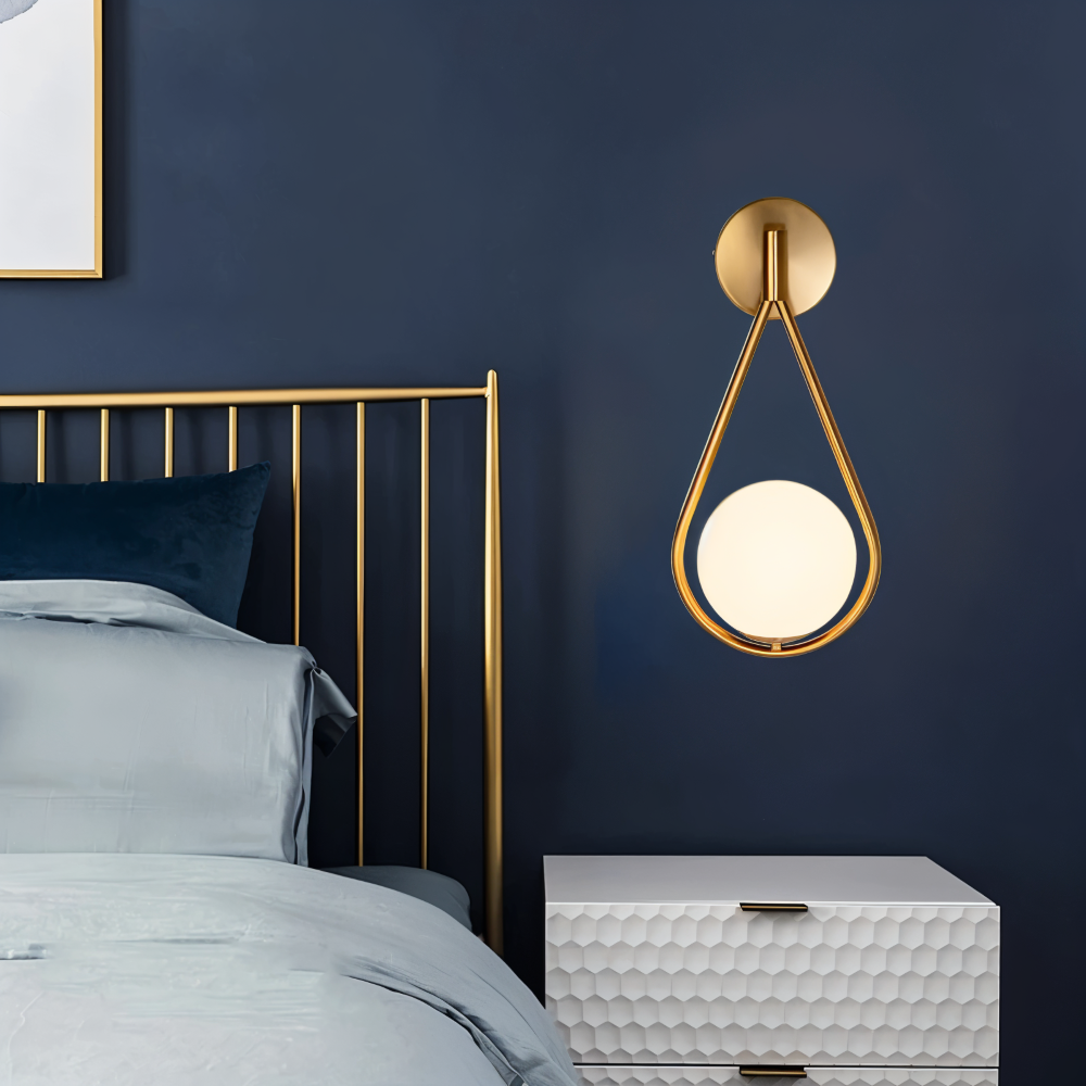 Frendorf | ArtLoop Wandleuchte - Teardrop Frosted Glass Wandlampe - Sphere Wandlampe Design - Artistic Wandleuchten LED