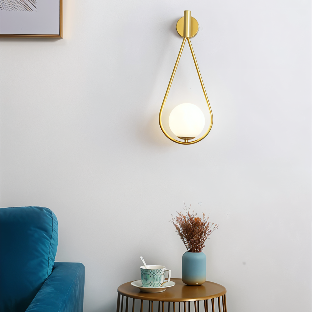 Frendorf | ArtLoop Wandleuchte - Teardrop Frosted Glass Wandlampe - Sphere Wandlampe Design - Artistic Wandleuchten LED