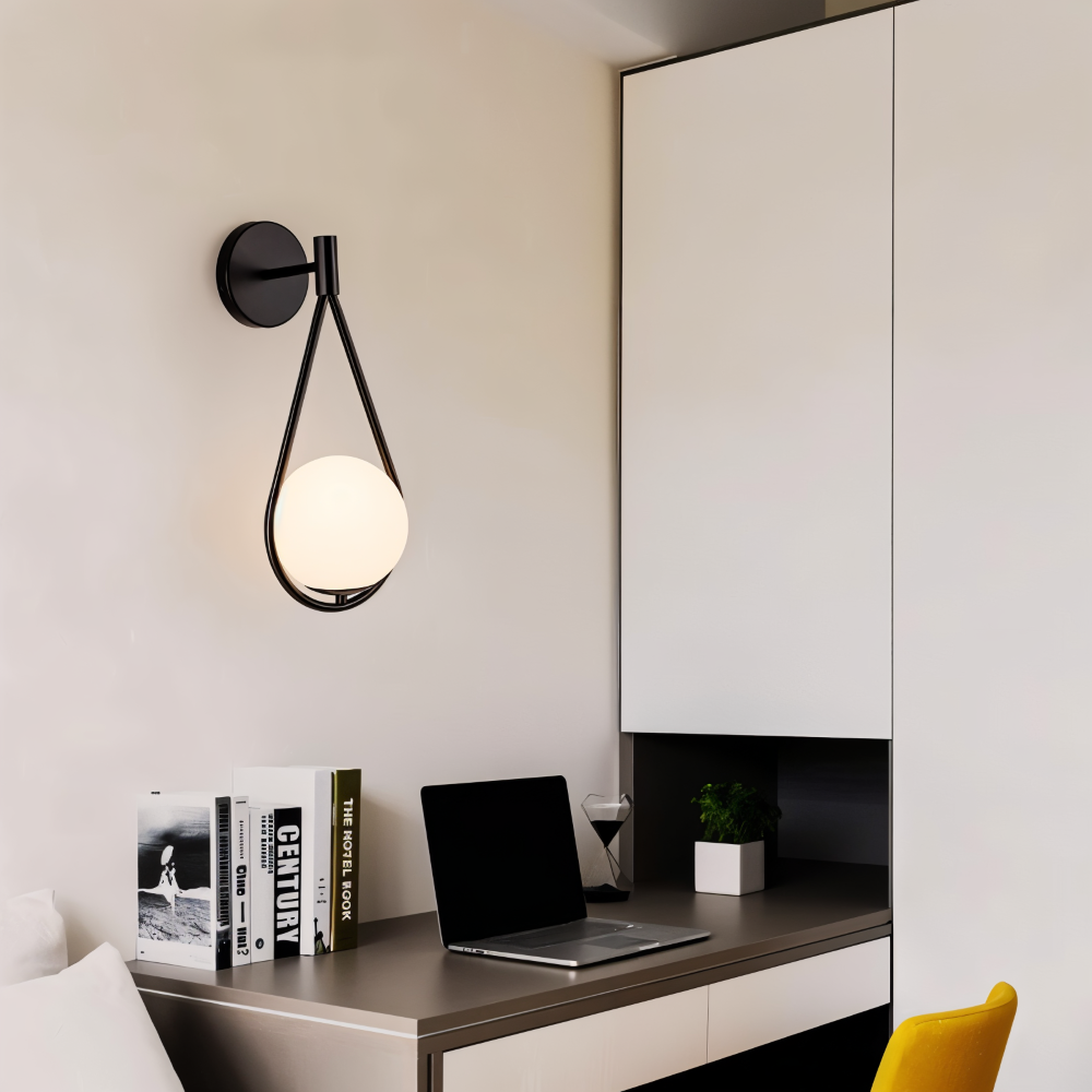 Frendorf | ArtLoop Wandleuchte - Teardrop Frosted Glass Wandlampe - Sphere Wandlampe Design - Artistic Wandleuchten LED