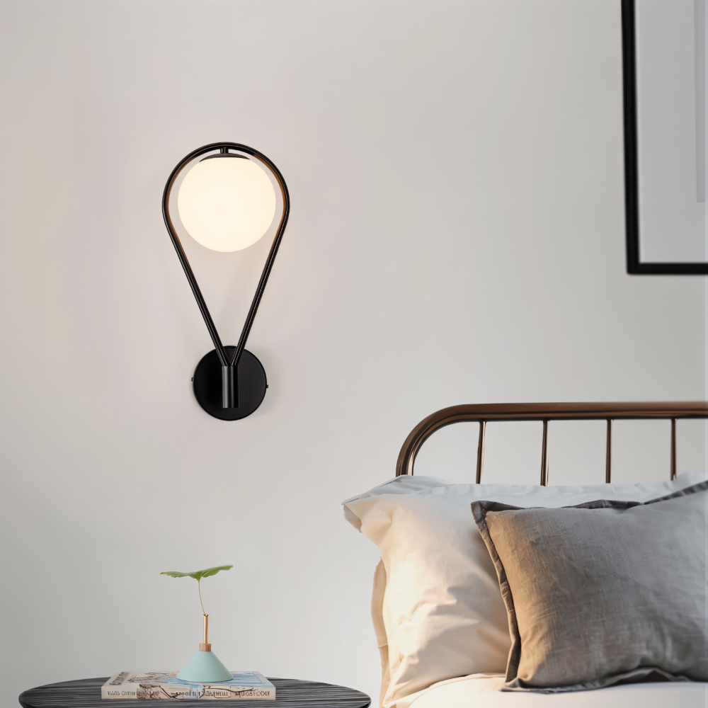 Frendorf | ArtLoop Wandleuchte - Teardrop Frosted Glass Wandlampe - Sphere Wandlampe Design - Artistic Wandleuchten LED