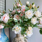 Frendorf | Künstlicher 4 Köpfe Rosen Zweig mit Blättern
