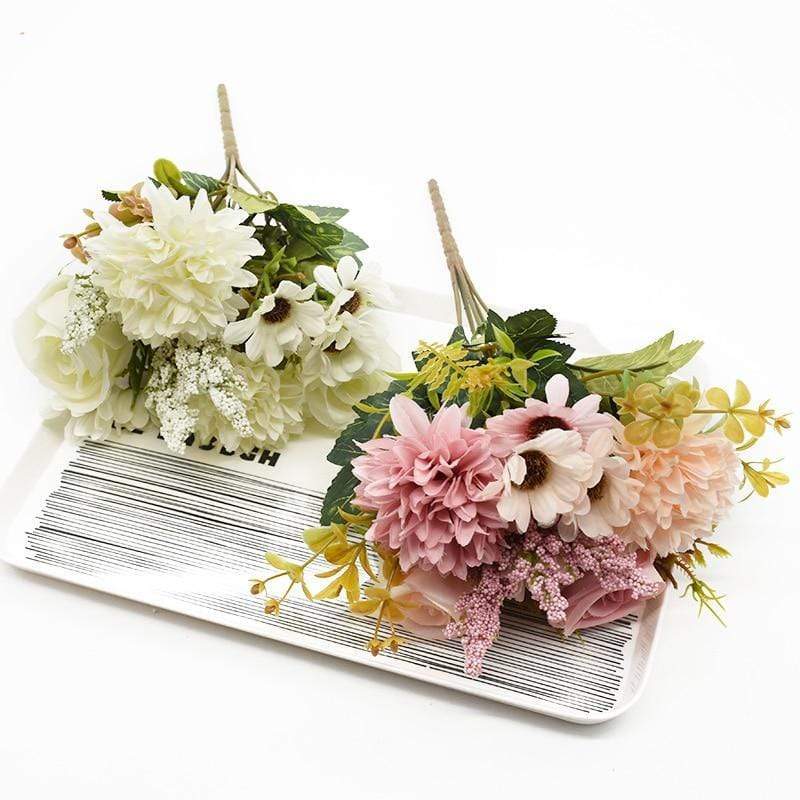 Frendorf | Künstlicher Blumenstrauß aus Rose + Chrysantheme