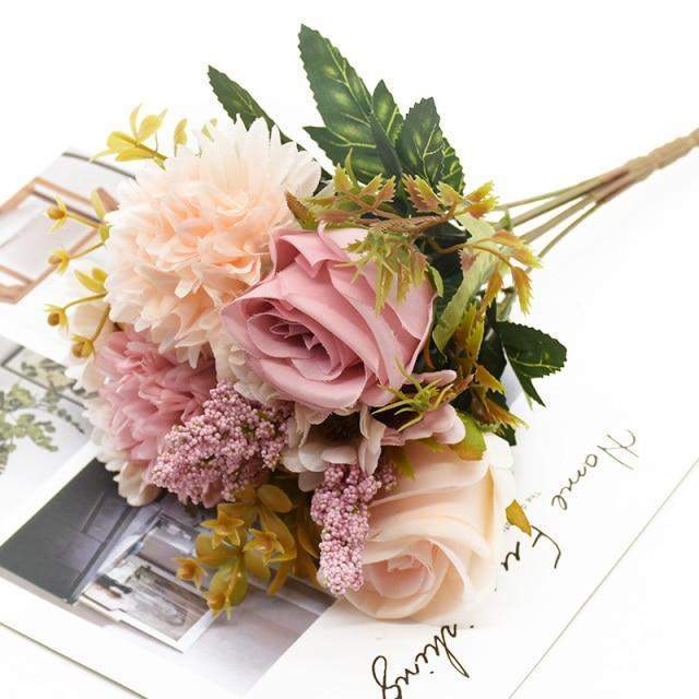 Frendorf | Künstlicher Blumenstrauß aus Rose + Chrysantheme