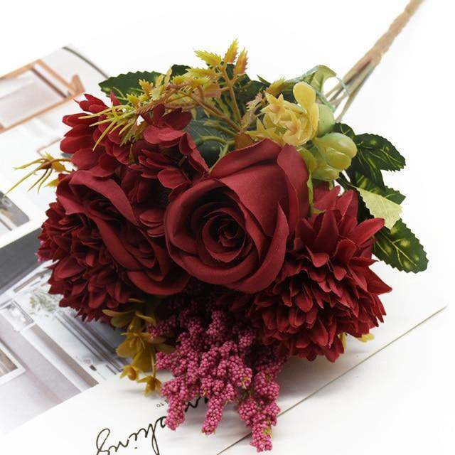 Frendorf | Künstlicher Blumenstrauß aus Rose + Chrysantheme