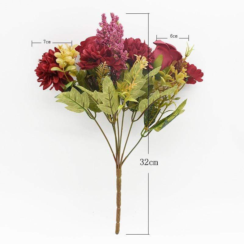 Frendorf | Künstlicher Blumenstrauß aus Rose + Chrysantheme