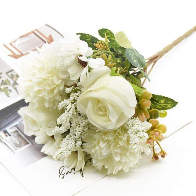Frendorf | Künstlicher Blumenstrauß aus Rose + Chrysantheme