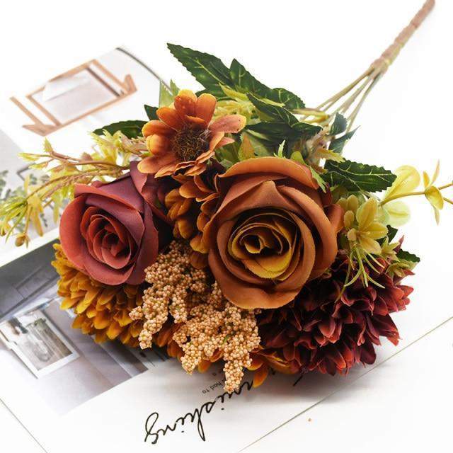 Frendorf | Künstlicher Blumenstrauß aus Rose + Chrysantheme