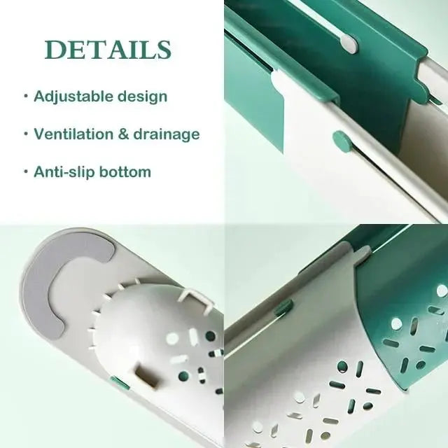 Frendorf | Ausziehbares Spülregal mit Handtuchleiste – Für viele Beckengrößen geeignet