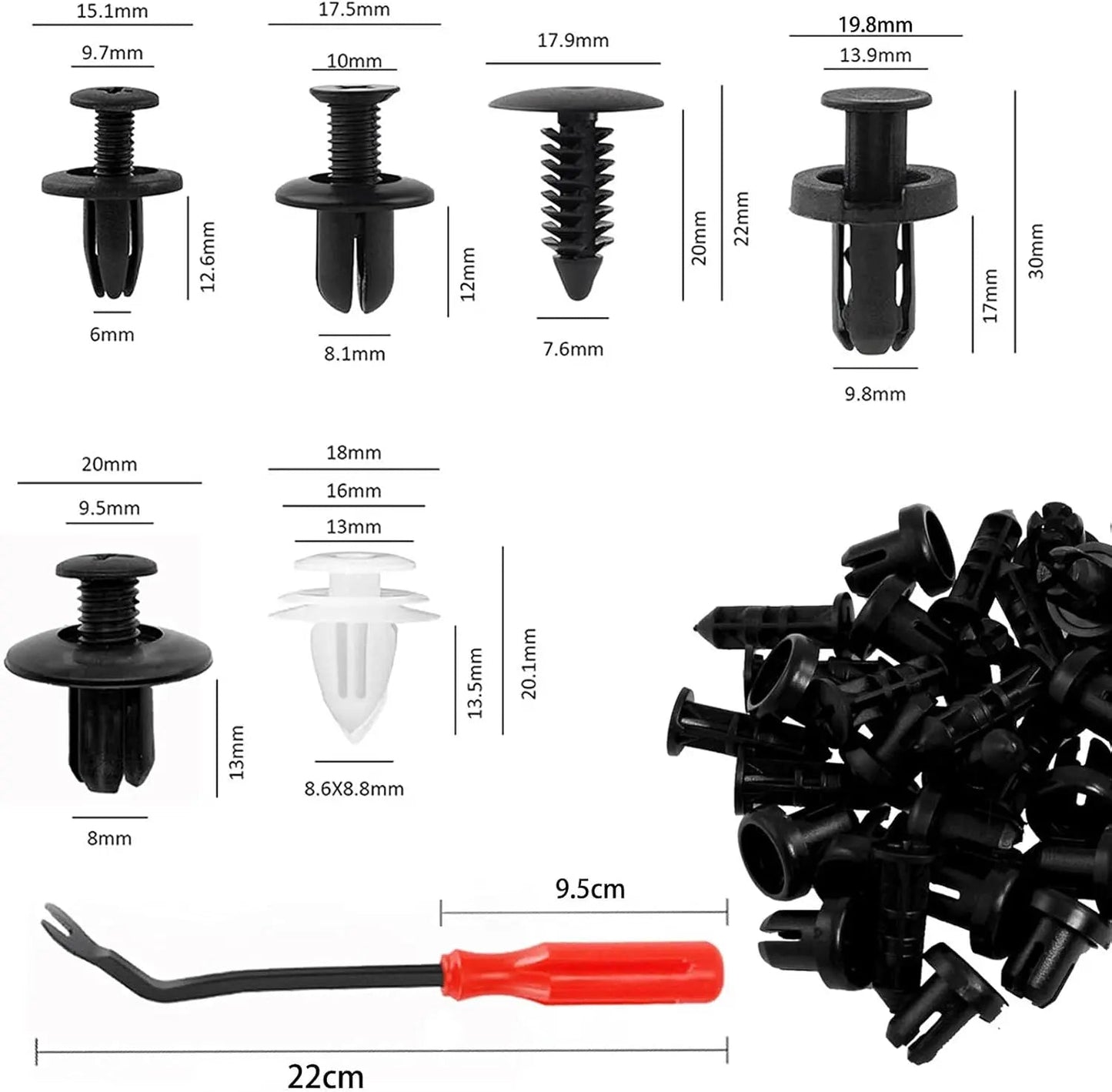Frendorf | Auto-Befestigungsset mit Clips & Werkzeug für Reparaturen