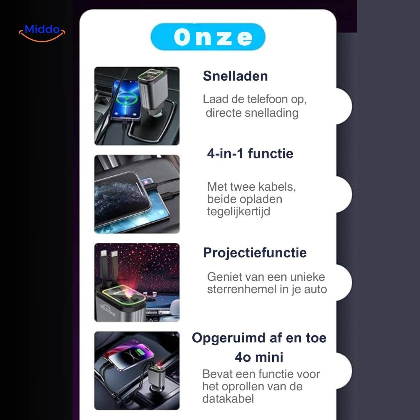 Frendorf | 120W | 4-in-1 Ladegerät, Super-Schnell, RGB Sternenhimmel!
