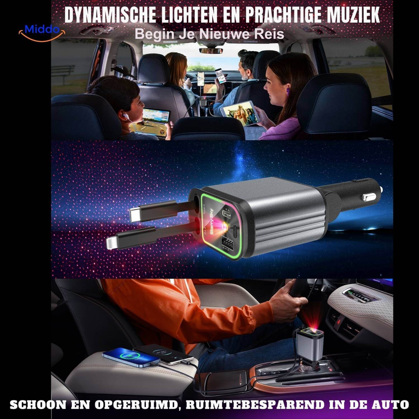 Frendorf | 120W | 4-in-1 Ladegerät, Super-Schnell, RGB Sternenhimmel!