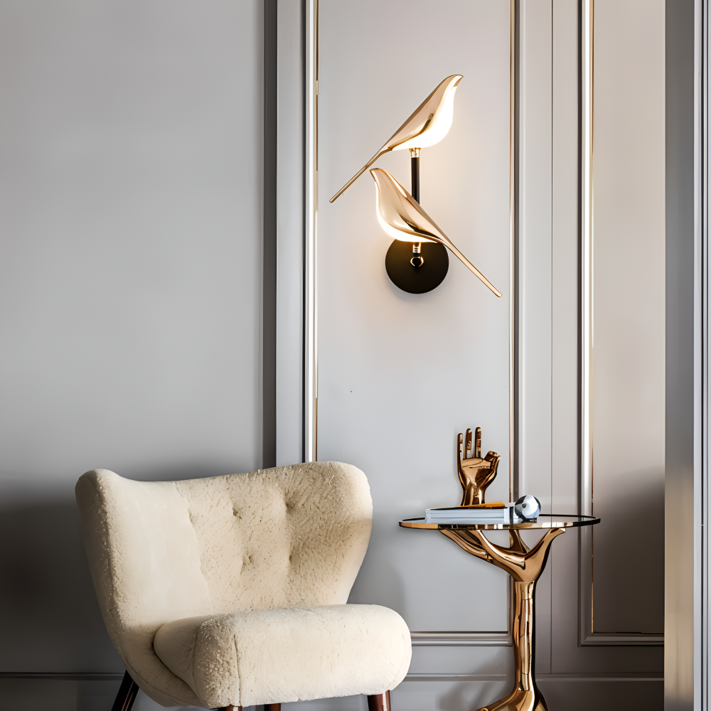 Frendorf | Aves Glow - Goldener Vogel Drehbare Wandleuchte - Dekorative Wandleuchte LED