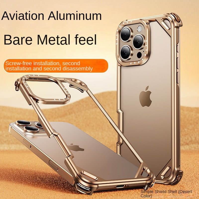 Frendorf | Aviation Aluminium Metall Rahmenlos Magsafe Handyhülle mit unsichtbarem Luftpolster in allen vier Ecken für iPhone