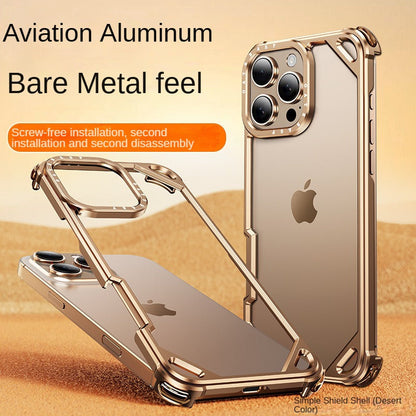Frendorf | Aviation Aluminium Metall Rahmenlos Magsafe Handyhülle mit unsichtbarem Luftpolster in allen vier Ecken für iPhone