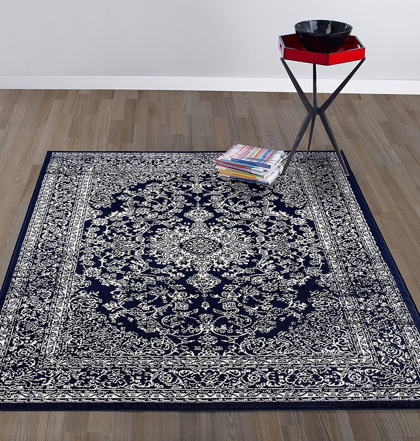 Frendorf | MarineCharm Oriental Teppich | Navy & Elfenbein | Pflegeleicht & Weich | Wohnzimmer & Flur