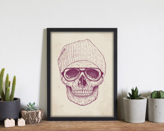 Cool Hipster Skull Gothic Kunst Druck