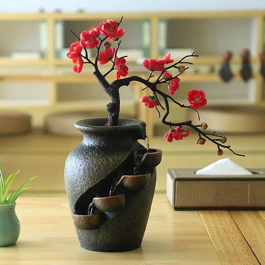 Zen Blossom Wasser Vase - Beruhigende Bonsai Dekoration mit Springbrunnen