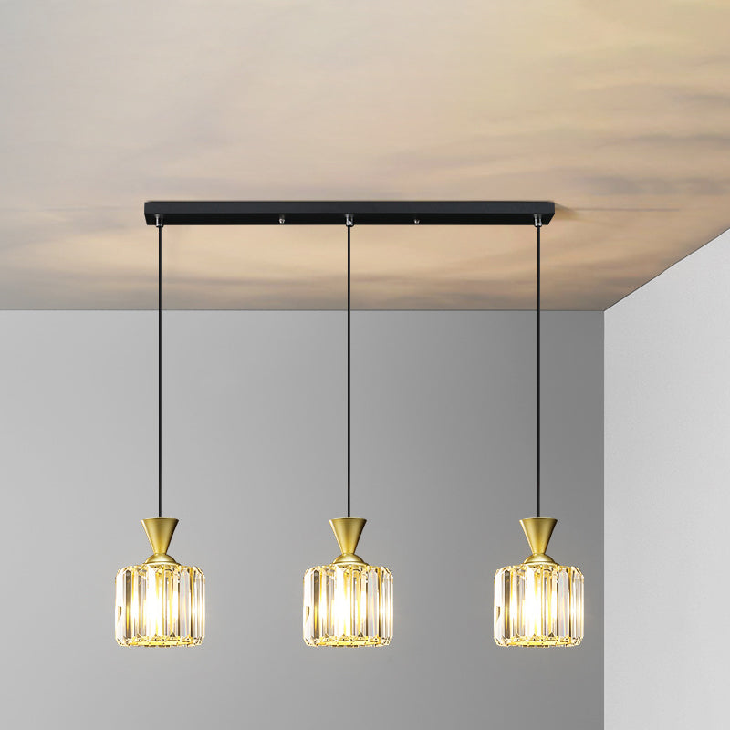 Moderne Einfachheit Runde Quadrat Eisen Kristall 1/3 - Licht Kronleuchter Für Schlafzimmer