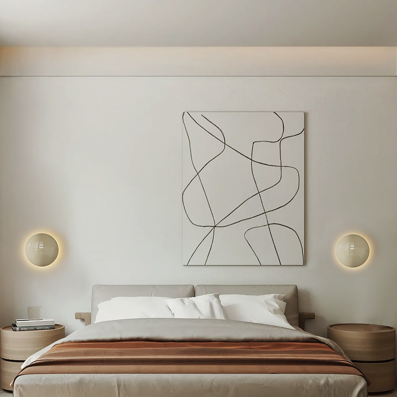 Modern minimalist runder Perlen Voll-Eisen Lampenschirm LED Wandleuchte Lampe für Schlafzimmer