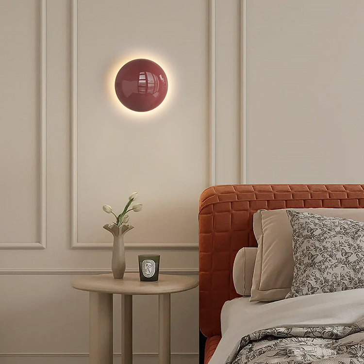 Modern minimalist runder Perlen Voll-Eisen Lampenschirm LED Wandleuchte Lampe für Schlafzimmer