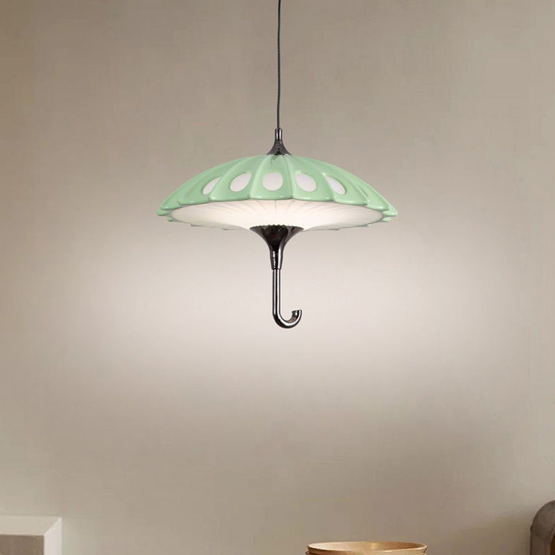 Zeitgenössische kreative Regenschirm Aluminium Acryl LED Pendelleuchte für das Wohnzimmer