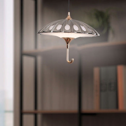 Zeitgenössische kreative Regenschirm Aluminium Acryl LED Pendelleuchte für das Wohnzimmer