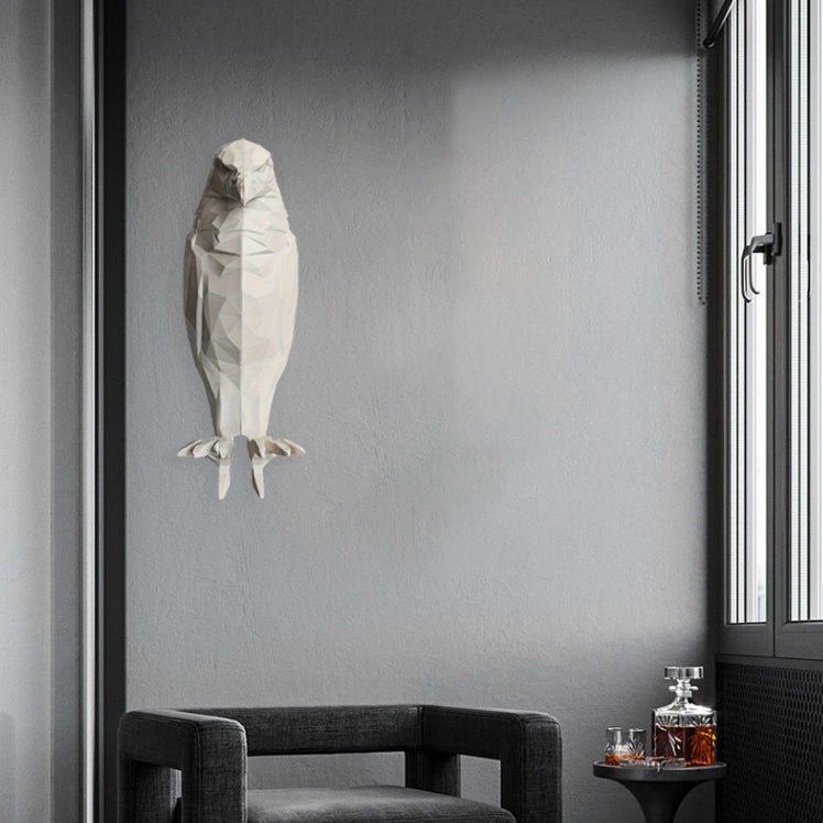 Zeitgenössische kreative 3D-gedruckte Uhu-Kunststoff-LED-Wandlampe für das Wohnzimmer