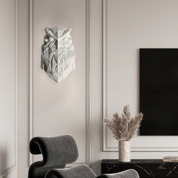 Zeitgenössische kreative 3D-gedruckte Uhu-Kunststoff-LED-Wandlampe für das Wohnzimmer