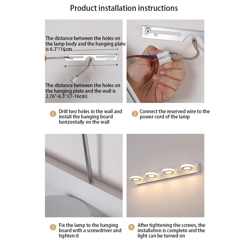 Frendorf | BrightVanity LED Wandleuchte | Rechteckiges & Rundes Design | Eisen & Acryl | Badbeleuchtung | Modern & Minimalistisch