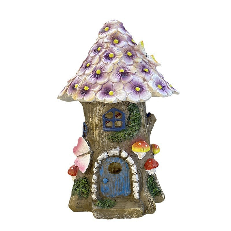 Moderne Art Deco Solar Wasserdicht Pilz Hausform Harz LED Außenlicht Für Garten
