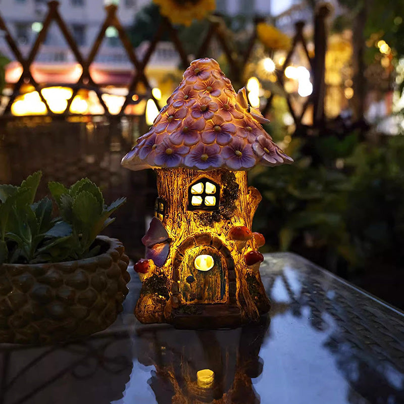 Moderne Art Deco Solar Wasserdicht Pilz Hausform Harz LED Außenlicht Für Garten