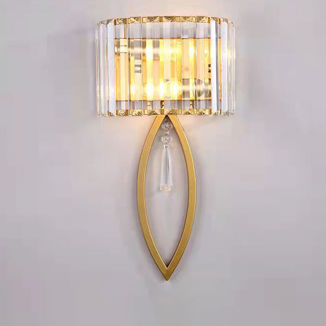 Moderne Luxus Halbkreis Gestreift Eisen Kristall 2-Licht Wandlampe Für Wohnzimmer
