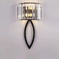 Moderne Luxus Halbkreis Gestreift Eisen Kristall 2-Licht Wandlampe Für Wohnzimmer