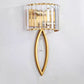 Moderne Luxus Halbkreis Gestreift Eisen Kristall 2-Licht Wandlampe Für Wohnzimmer