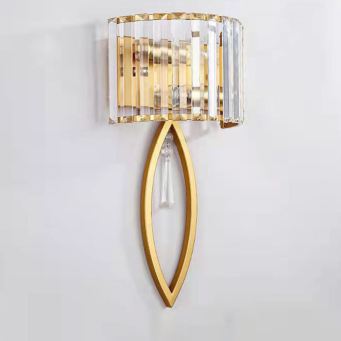 Moderne Luxus Halbkreis Gestreift Eisen Kristall 2-Licht Wandlampe Für Wohnzimmer