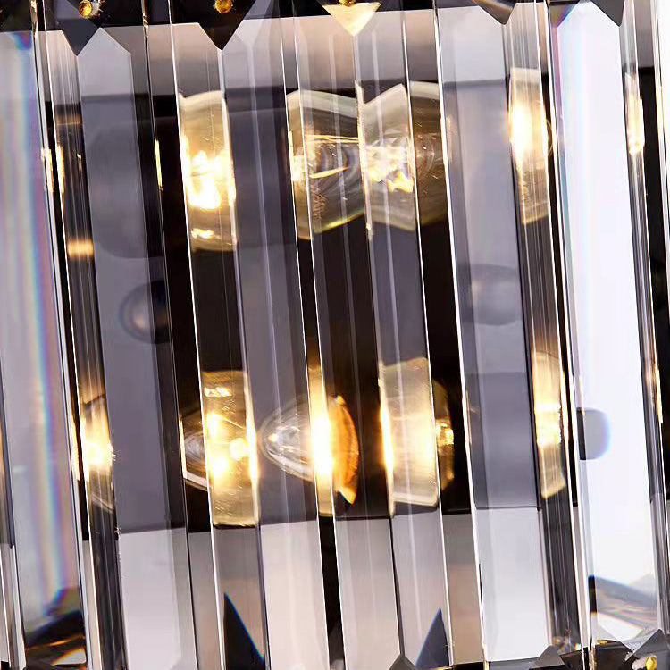Moderne Luxus Halbkreis Gestreift Eisen Kristall 2-Licht Wandlampe Für Wohnzimmer