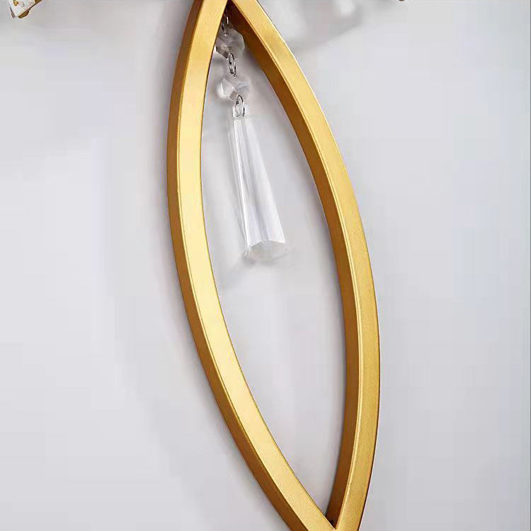 Moderne Luxus Halbkreis Gestreift Eisen Kristall 2-Licht Wandlampe Für Wohnzimmer