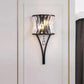 Moderne Luxus Halbkreis Gestreift Eisen Kristall 2-Licht Wandlampe Für Wohnzimmer