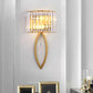 Moderne Luxus Halbkreis Gestreift Eisen Kristall 2-Licht Wandlampe Für Wohnzimmer