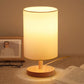 Traditionelle japanische Zylinder Holzstoff 1-Licht Tischlampe für das Wohnzimmer