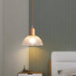 Zeitgenössische Nordische Kuppel Holz Glas 1-Licht Pendelleuchte Für Wohnzimmer