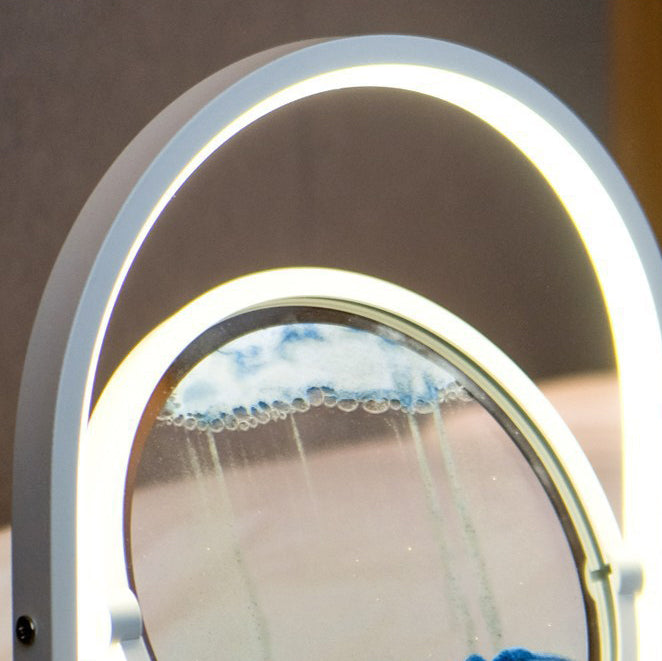 Zeitgenössische Kreative Schwimmende Sandholz Aluminium PVC USB LED Tischlampe Für Schlafzimmer