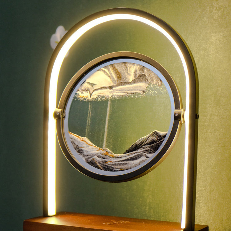 Zeitgenössische Kreative Schwimmende Sandholz Aluminium PVC USB LED Tischlampe Für Schlafzimmer