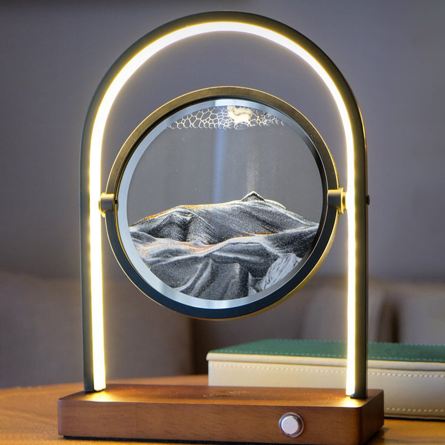 Zeitgenössische Kreative Schwimmende Sandholz Aluminium PVC USB LED Tischlampe Für Schlafzimmer