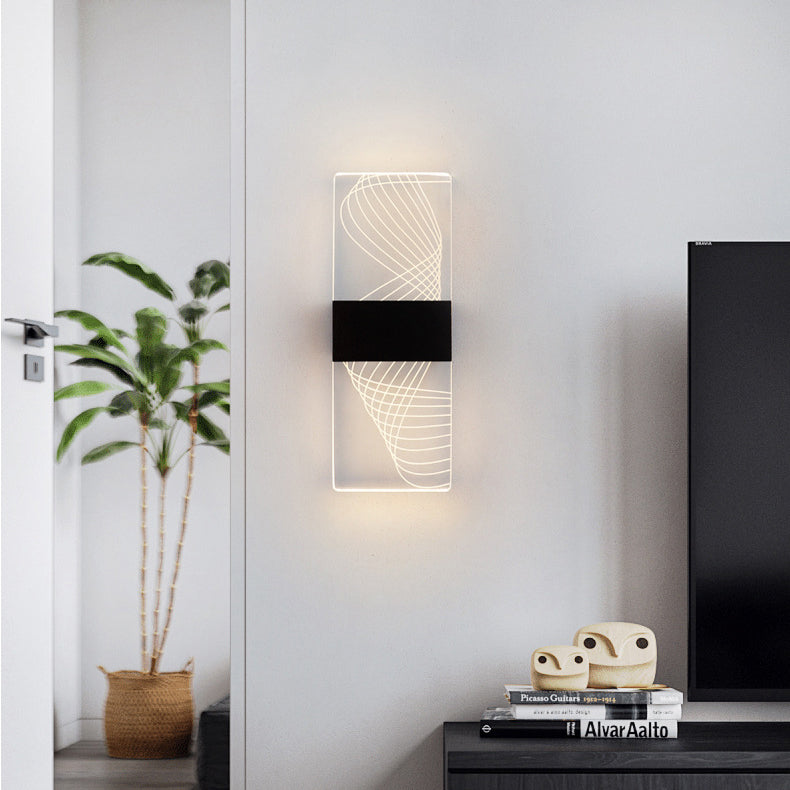 Modern Minimalist Rechteck Feder Himmel Acryl Aluminium LED Wand Sconces Lampe Für Wohnzimmer