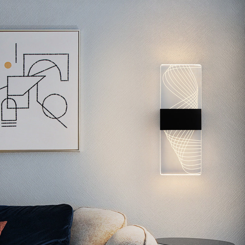 Modern Minimalist Rechteck Feder Himmel Acryl Aluminium LED Wand Sconces Lampe Für Wohnzimmer